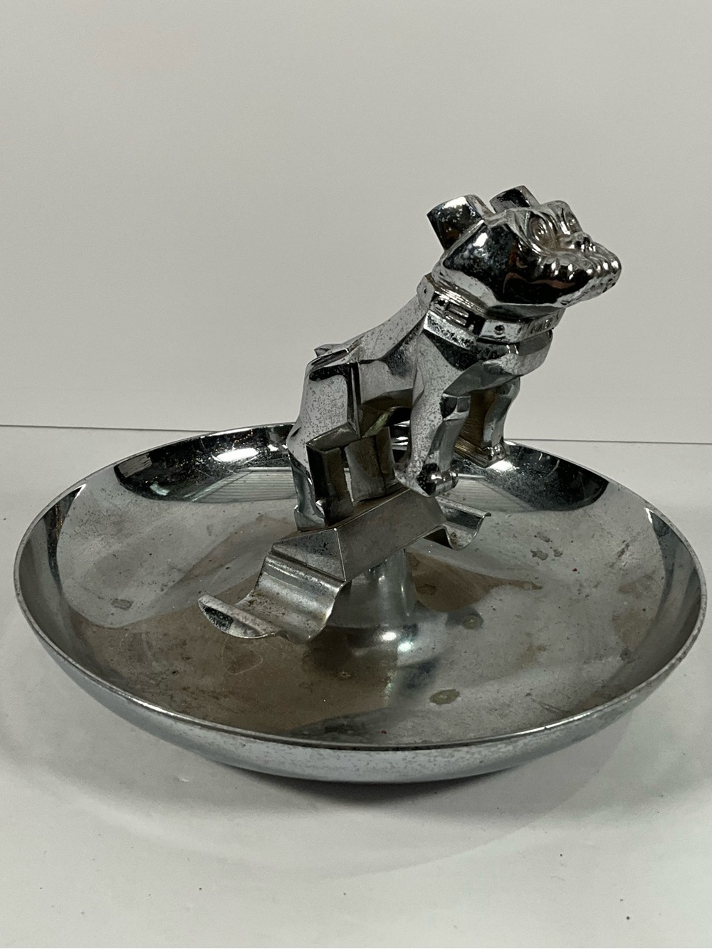 Vintage Mack Truck Bulldog Chrome Hood Ornament Ashtray Central Die Casting USA
